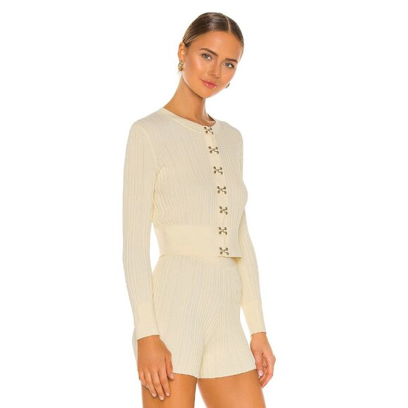 Dion Lee Hook Rib Cardigan / Size XS / Bleached Yellow Cropped - Picture 2 of 11